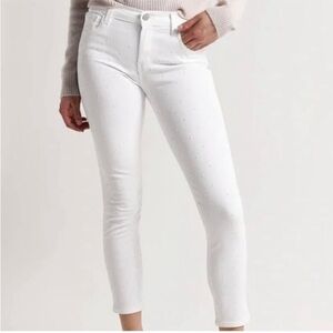 J BRAND 835 Cropped Jeans white with embroidered dots